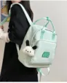 Casual mini σακίδιο πλάτης για γυναίκες, χαριτωμένο ανοιχτό πράσινο σακίδιο με βελούδινο. - Μονή τσάντα / ανοιχτό πράσινο
