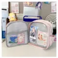 Pink cute ita backpack with transparent window for anime badges, pins and stationery display. - Bare Bag / Pink