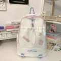Χαριτωμένο χρωματιστό σακίδιο πλάτης για φοιτήτριες, κομψή λευκή και ροζ παραλλαγή. - Μονή τσάντα / Λευκό