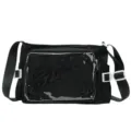 Black canvas ita bag shoulder cross body bag with clear window for pins and badges anime style - With Ita-Bag Insert / Black