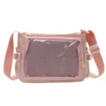 Pink canvas ita bag with clear mesh window, stylish school shoulder bag. - With Ita-Bag Insert / Pink
