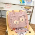 Pink Ita Bag Clear Window Crossbody Tote Cute Japanese Anime Handbag with Bear Plushies - Single Bag (Without Charm) / Pink