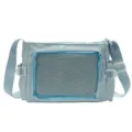 Light blue canvas ita bag with clear transparent front pocket for anime badges daily use - With Ita-Bag Insert / Light Blue