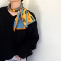 Elegante foulard in seta lungo e stretto double-face con motivo floreale per primavera e autunno. - J508 floreale