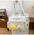 Cute white cat ear ita bag with transparent window, perfect for JK style and daily student wear. - Bare Bag without Pendant / White