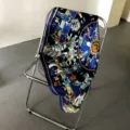 Luxe moerbeizijde vierkante sjaal met etnische print, elegante modesjaal voor vrouwen. - 90x90cm / Blauw