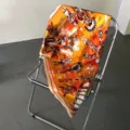 Luxe zijden vierkante sjaal met levendige oranje stammenprint en elegante dames sjaal - 90x90cm / Oranje