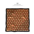 Gedetailleerd overzicht van de paisley zijden sjaal met rode print en zwarte rand voor lente. - 53x53cm(C705) / Rood