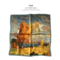 Vintage Van Gogh oil painting style pure silk square scarf 53cm elegant fashion accessory - A505A