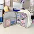 Cute mini white ita bag transparent backpack for pins badges and anime dolls daily kawaii school bag - Bare Bag / White
