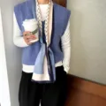 Seta lunga sciarpa nastro donna moda fazzoletto accessorio elegante dettaglio outfit vista - J309