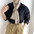 Seidenschal für Damen stilvolles geometrisches V-Muster langer Halstuch elegante Accessoire - J2014 Beige