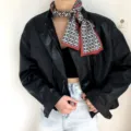 Printemps automne luxe géométrique lettre soie écharpe cou mode étroit écharpe femmes - Rouge