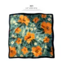 French vintage floral silk scarf square neckerchief for women elegant stylish spring wear - A3006A