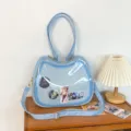 Blue Cat Ita Bag Transparent Window Crossbody Shoulder Bag Cute JK Girl Anime Bag - Includes Insert Board, No Badge / Light Blue