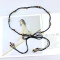 Ethnic style braided waist belt for women with wooden beads, casual dress tassel string accessory. - Black