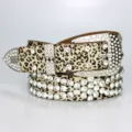 Leopard print rhinestone belt for women sparkling crystal pin buckle waist strap - Leopard Print