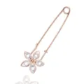 Rose gold crystal flower safety pin brooch detail, elegant waist tightening accessory for women. - Size 7