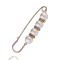 Pearl rhinestone safety pin detail shot, golden metal waist tightening brooch decor. - No. 8 (White)