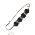 Adjustable waist safety pin with black beads and rhinestones for dresses and jeans styling. - No. 8 (Black)