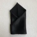 Elegant black silk square scarf detail, premium mulberry silk material for women fashion accessory. - Black