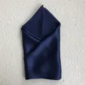 Elegant dark blue silk square scarf, premium mulberry silk pocket square for women and men. - Navy Blue