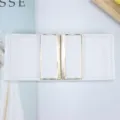 Women white wide elastic belt with gold metal buckle fashion dress waist accessory - 70cm / White