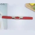 Red elastic waist belt for women, stylish metal buckle stretch dress belt for ladies. - Style 2 / 1.5cm wide / Red