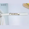Women stretch elastic waist belt with gold geometric metal buckle stylish dress coat accessory - Style 3 / 1.5cm wide / White