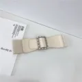 Ceinture elastique large beige pour femmes avec boucle carree en strass perles pour robes. - Blanc Cassé