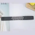 Women elastic belt black stylish waist cincher with silver metal chain buckle accessory - Style 5 / 2.5cm Wide / Black