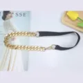 Women's gold chain elastic waist belt decorative stretchy strap for dress shirt coat clothing - Style 8 / 2cm Wide / Gold