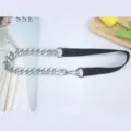 Women decorative elastic belt metal chain waist dress shirt suit black fashion accessory - Style 8 / 2cm Wide / Silver