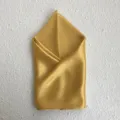 Golden silk square scarf detail, premium mulberry silk pocket square for elegant autumn style - Gold