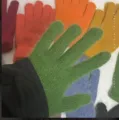 Gants tricotés d'hiver douillets pour couples, design en poils de lapin doux multicolores. - Gants à Doigts Complets (J002-9) / 20x7cm / Vert
