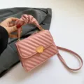 Pink ruched handle crossbody bag with heart lock chic casual shoulder bag for women daily - Pink