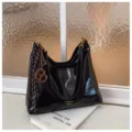 Black hobo shoulder bag detail, elegant pleats and cute charms, stylish daily commuter purse - Without Pendant / Black