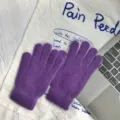 Gants tricotés duveteux violet pour femmes et hommes, gants d'hiver chauds en peluche. - Gants à Doigts Complets (J002-9) / 20x7cm / Violet