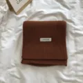 Écharpe tricot marron femmes automne hiver élégant chaud laine cache-cou uni doux confortable - Couleur caramel