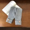 Graue Damen Strickhandschuhe Winter warm Fünffinger Touchscreen Wollhandschuhe einfarbig - 29x12cm / Hellgrau