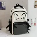 Cute cat ita bag transparent student school backpack large capacity Japanese style school bag - Black