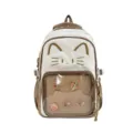 Schattig kattenborduurwerk detail met transparante ita taszak, leuke capybara speldjes. - Tas + verdeler / Khaki