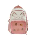 Schattige Japanse roze kattenoor rugzak met transparante ita tas zak en leuke schattige pinnen. - Tas + verdeler / Roze