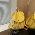 Japanese minimalist yellow oxford cloth backpack, large capacity casual daily travel bag. - One Size / Yellow