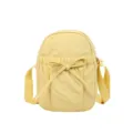 Light yellow nylon crossbody bag with cute bow, casual lightweight shoulder bag for women. - One Size / Yellow