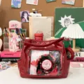 Large capacity clear shoulder bag ita bag casual tote bag for students anime lovers red - Bag + Pouch + Clear Display Board / Burgundy