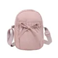 Pink nylon bow messenger bag, casual small shoulder bag for women daily use. - One Size / Purple