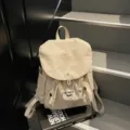 Japanese minimalist oxford cloth backpack large capacity casual commuting travel daily shoulder bag - One Size / Off White