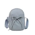 Grey nylon cross-body bag for women featuring a cute bow detail and casual everyday style. - One Size / Blue