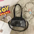Women's black clear front ita bag stylish shoulder crossbody handbag casual daily use new - Satin Style / Black